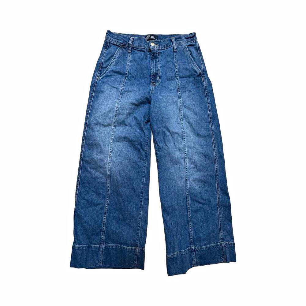 GAP Women’s High Rise Wide Leg Jeans Blue Medium Wash 5-Pocket Button